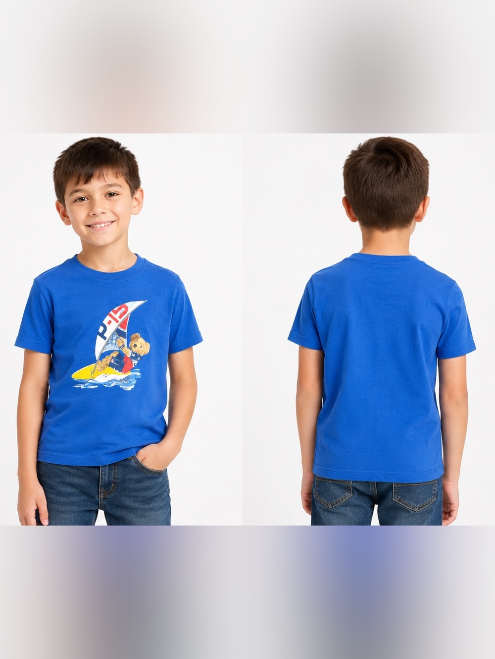 Polo by Ralph Lauren Royal Blue Kids' Tee with Sailboat Bear Graphic
